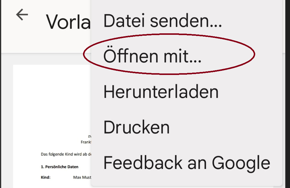 „Öffnen mit“ wählen